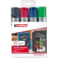 Edding Krijtstift 4090 4-15 mm, 1x zwart, 1x rood, 1x blauw, 1x groen