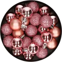 COSY&TRENDY Cosy & Trendy Kerstballen mini - 20x - roze - D3 cm - kunststof - kerstversiering - Onbreekbare plastic kerstballen
