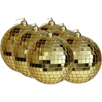 Othmar decorations discobal kerstballen - 6x - goud -10 cm -kunststof
