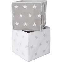 Interbaby Roba Opbergmand Little Stars 34 X 34 cm Polykatoen Grijs/wit