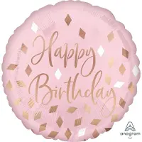 Amscan Folieballon - Happy Birthday - Rosé goud - 43cm - Zonder vulling