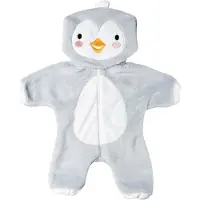 Heless Poppenonesie Pinguïn Junior Fluweel Wit/grijs