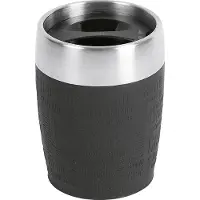 EMSA 514514 travel cup tasse isotherme mug avec couvercle revêtement silicone 200ml noir