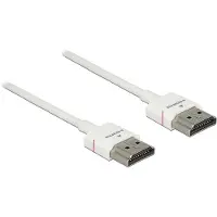 DeLOCK 85137 HDMI-kabel HDMI Aansluitkabel HDMI-A-stekker 2 m Wit Vergulde steekcontacten, 4K UHD, Verdraaid, Afgeschermd (drievoudig)