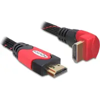 DeLOCK 82686 HDMI-kabel HDMI Aansluitkabel HDMI-A-stekker 2 m Zwart, Rood Rond, 4K UHD, Verdraaid, Vergulde steekcontacten