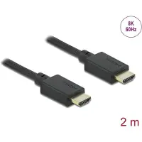 DeLOCK 85388 HDMI-kabel HDMI Aansluitkabel HDMI-A-stekker 2 m Zwart Vergulde steekcontacten, 8K UHD