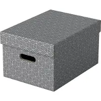 Esselte Home Middelgrote Opbergdoos met Deksel - Set van 3 Stuks - 100% Gerecycled Karton en 100% Recyclebaar - Grijs