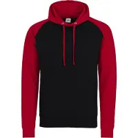 Awdis Mannen, Springer, Just Hoods Hooded Sweatshirt Tweekleurig, Rood, Zwart, (XXL)