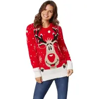 TecTake dressforfun - Kersttrui Rudi Rendier voor vrouwen L - verkleedkleding kostuum halloween verkleden feestkleding carnavalskleding carnaval feestkledij partykleding - 303347