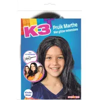 K3 verkleedaccessoire - pruik Marthe - met glitter extensions en speld