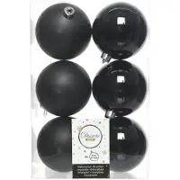 Décoris Kerstballen set | | Ø 8 cm | 6 stuks (Zwart)