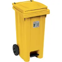 Stefanplast Afvalcontainer - 120 liter - Kliko - Rolcontainer - Met pedaal - Met afvalzakhouder - Geel
