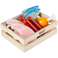 Tidlo Speelgoedeten - Vis & vlees set - In kratje - Hout