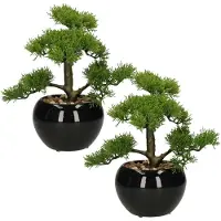 Atmosphera Set van 2x stuks atmosphera bonsai in keramische pot 36 cm - Kunstplanten