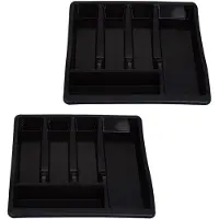Whitefurze Bestekbak/keuken organizer - 2x - 5-vaks - Zwart - 39 x 39 x 6 cm - Bestekbakken