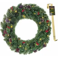 Black Box Kerstkrans met licht en versiering 45 cm incl. ophang haak - Kerstkransen