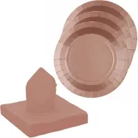 SANTEX servies set karton - 20x bordjes/25x servetten - rose goud - Feestbordjes