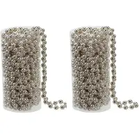 Othmar decorations 2x stuks kerstboom kralenslingers champagne 8 meter kerstslingers - Kerstslingers