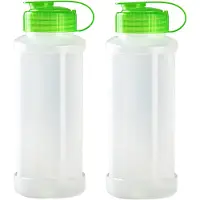 Forte Plastics 2x stuks kunststof waterflessen 1100 ml transparant met dop groen - Drinkflessen