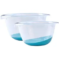 Whitefurze Beslagkommen/mengkommen set - 2x stuks - 3,5 liter en 6 liter - blauw - Mengkommen