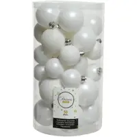 Décoris 30 Kerstballen plastic glans-mat-glitter assorted winterwit