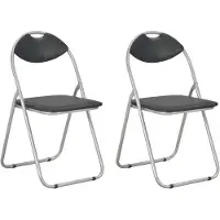 vidaXL Eetkamerstoelen inklapbaar 2 st kunstleer zwart