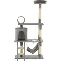 vidaXL Kattenboom met sisal krabpalen, 140 cm, grijs