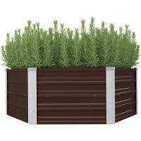 vidaXL Plantenbak verhoogd 129x129x45 cm gegalvaniseerd staal bruin