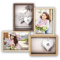 Zep Multi fotolijst met houten frame met 4 lijstjes geschikt voor een foto van 10 x 15 cm