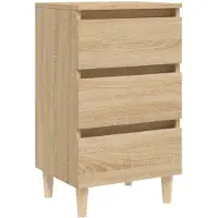 vidaXL Nachtkastje met houten poten 40x35x69 cm sonoma eikenkleurig