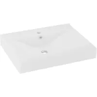 vidaXL Wastafel met kraangat 60x46 cm keramiek matwit