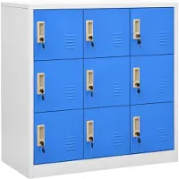 vidaXL Lockerkasten 2 st 90x45x92,5 cm staal lichtgrijs en blauw