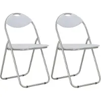 vidaXL Opklapbare stoelen, 2 stuks, wit kunstleer