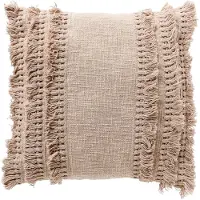 Dutch decor - FARA - Kussenhoes 45x45 cm - 100% katoen - met franjes - Pumice Stone - beige