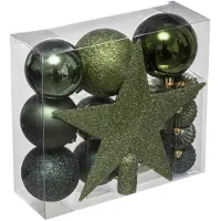 Atmosphera Feeric Christmas Kerstballen - 17x st - incl. ster piek - groen - Kerstbal