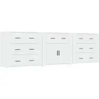 vidaXL Dressoirs 3 st bewerkt hout wit