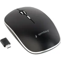 Gembird Fluisterstille draadloze optische muis, USB-C zwart