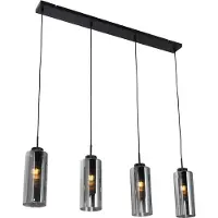 QAZQA Slimme hanglamp zwart met smoke glas 4-lichts incl. 4 Wifi ST64 - Laura