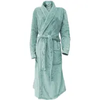 Linnick Flanel Fleece Badjas Uni - soft green - M