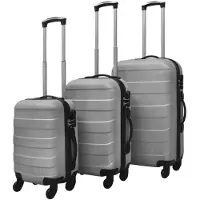 vidaXL 3-delige set hartvormige koffers, zilver, 45,5/55/66 cm
