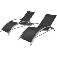 vidaXL Ligbedden met tafel aluminium zwart