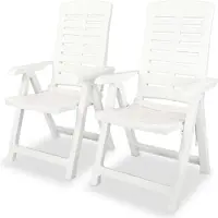 vidaXL Opklapbare ligstoelen, 2 stuks, wit plastic.