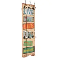 vidaXL Wandkapstok met 6 haken LIVE LIFE 120x40 cm