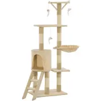vidaXL Kattenkrabpaal met sisal krabpalen 138 cm beige