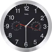 vidaXL Wandklok met quartz-mechanisme hygrometer thermometer 30 cm zwart
