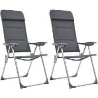 vidaXL Campingstoelen 58x69x111 cm aluminium grijs 2 st
