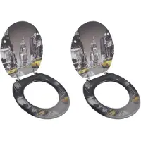 vidaXL Toiletbrillen met deksels 2 st New York MDF