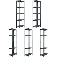 vidaXL Opbergrekken 5 st 125 kg 60x30x180 cm kunststof zwart