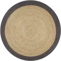 vidaXL Vloerkleed handgemaakt met donkergrijze rand 150 cm jute