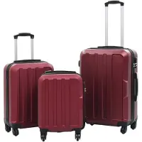 vidaXL Hartvormige trolley-set, 3 stuks, donkerrood, ABS-kunststof